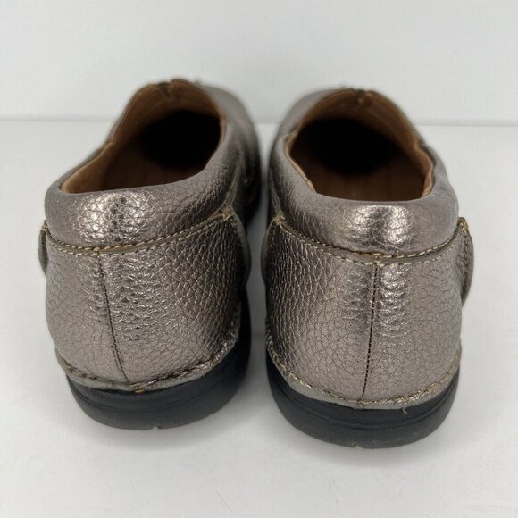 Clarks Unstructured Gold Leather Slip-On Casual Shoes Womens Size 9M Loafers - Picture 4 of 9